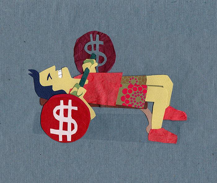 Editorial illustration for Financial Samurai, using paper collage