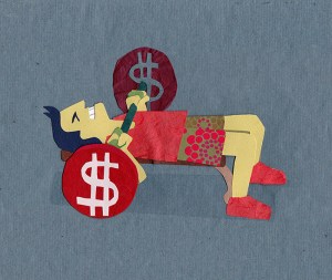 Editorial illustration for Financial Samurai, using paper collage